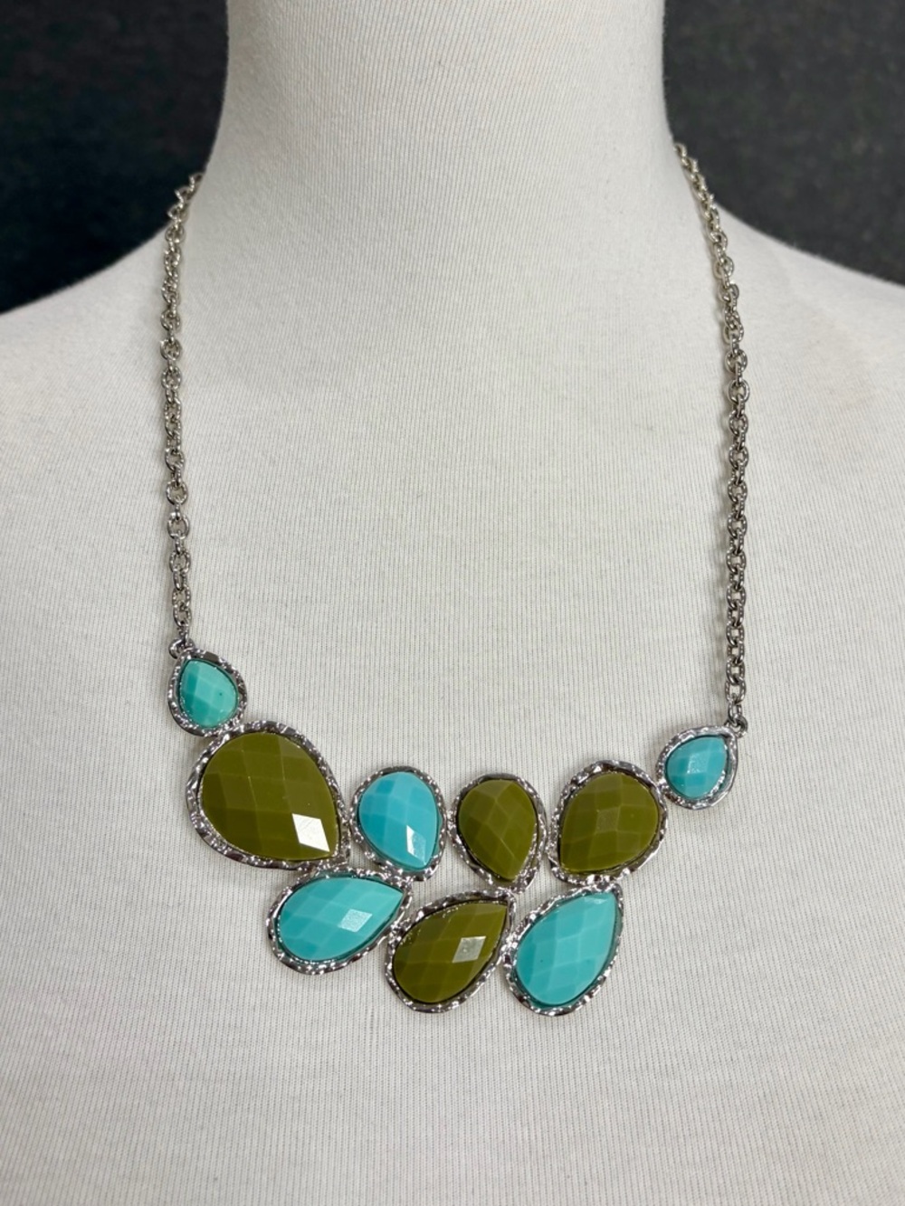 Faceted Green and Aqua Statement Necklace